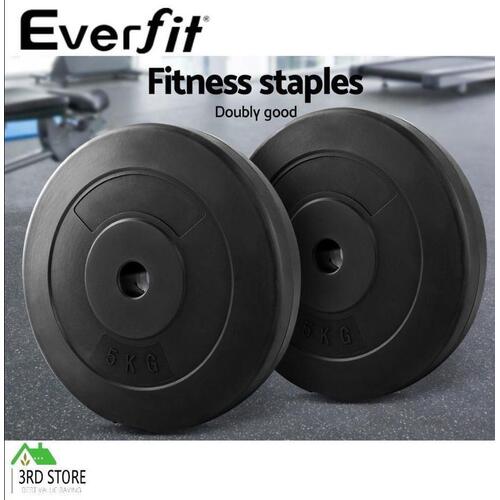 2 x 5KG Barbell Weight Plates Standard Home Gym Press Fitness Exercise Rubber