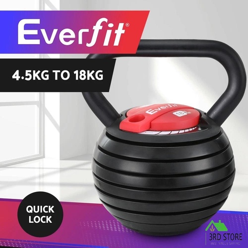 Everfit 18kg Adjustable Kettlebell Set Portable Kettle Bell Weight Dumbbells 10lbs 40lbs