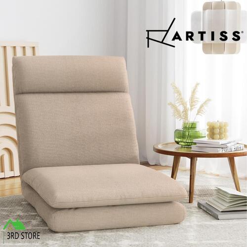 Artiss Floor Lounge Sofa Bed Lazy Couch Recliner Futon Folding Chair Linen Beige