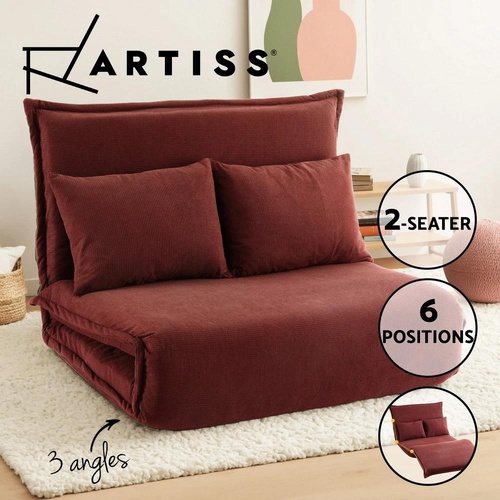 Artiss Floor Lounge Sofa Bed Foldable 2 Seater Orange