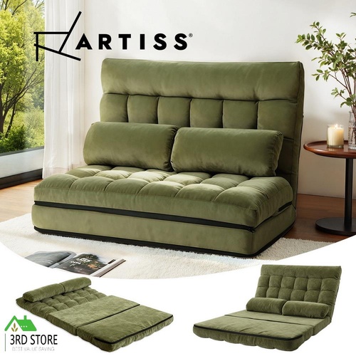 ArtissLounge Sofa Bed 2 seater Green Fabric