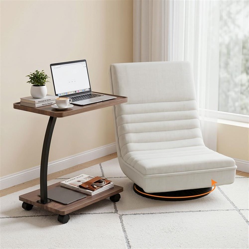 Artiss Floor Lounge 360° Swivel Foldable Sofa Chair and Side Table with Castors Set