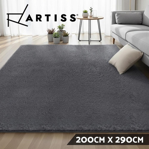 Artiss Floor Rug 200x290cm Plush Area Shaggy Rug Living Room Bedroom Carpet Black