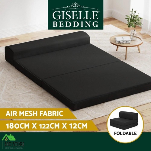 Giselle Bedding Folding Foam Mattress Portable Double Sofa Bed Mat Lounger - Black