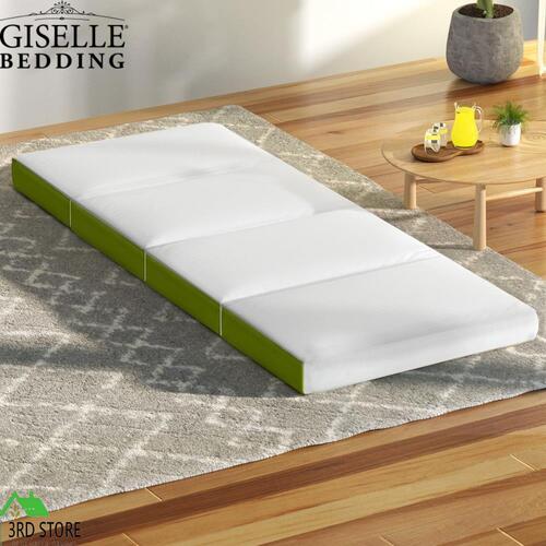 Giselle Bedding Foldable Mattress 4-FOLD Folding Bed Mat Camping Single Green