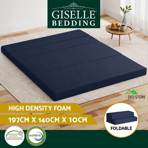 Giselle Foldable Mattress Folding Foam Mattresses Portable Floor Mat Blue Double