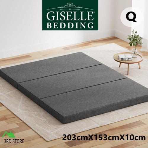 Giselle Bedding Foldable Mattress Folding Portable Bed Camping Mat Queen Grey