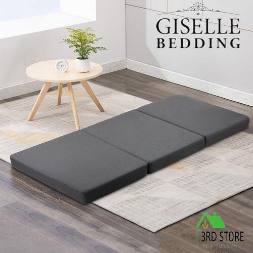 Giselle Bedding Foldable Mattress Folding Portable Bed Mat Single Grey