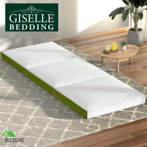 Giselle Bedding Foldable Mattress Folding Bed Mat Camping Trifold Single Green