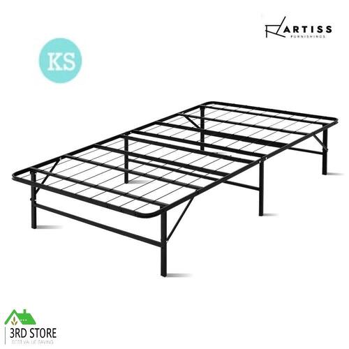 Artiss King Single Folding Bed Frame Metal Mattress Base Portable Black Platform