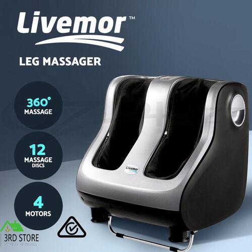 Livemor Foot Massager Ankle Calf Leg Massagers Shiatsu Kneading Rolling Silver