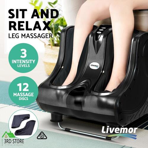Livemor Foot Massager Ankle Calf Leg Massagers Shiatsu Kneading Rolling Black
