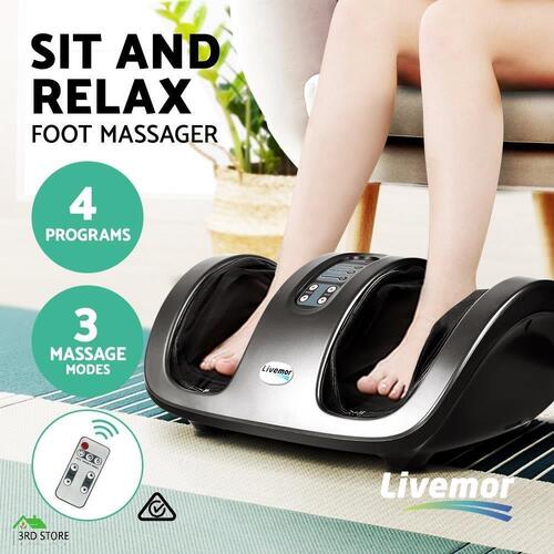 Livemor Foot Massager Shiatsu Ankle Kneading Rolling Massagers Machine Grey