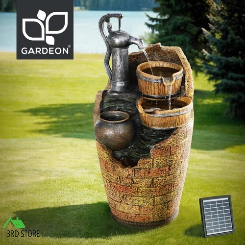 RETURNs Gardeon Solar Fountain Water Feature Outdoor Cascading Hand Pump Design 80CM
