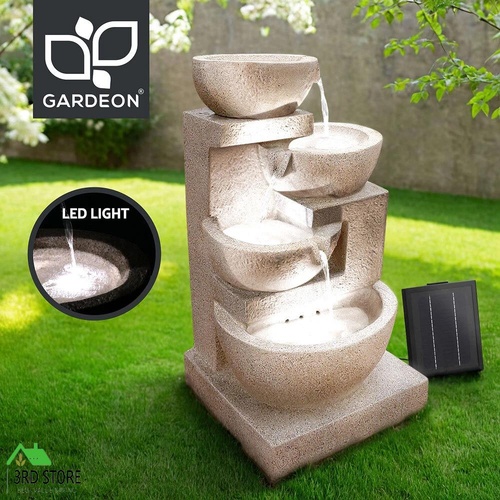 Gardeon Water Fountain Indoor Features Solar Bird Bath Outdoor Pump LED Lights