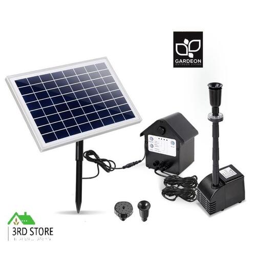 Gardeon Solar Pond Pump Battery Powered Outdoor LED Light Submersible Filter 60W