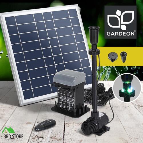 Gardeon Solar Pond Pump with Battery Kit LED Lights 9.8FT