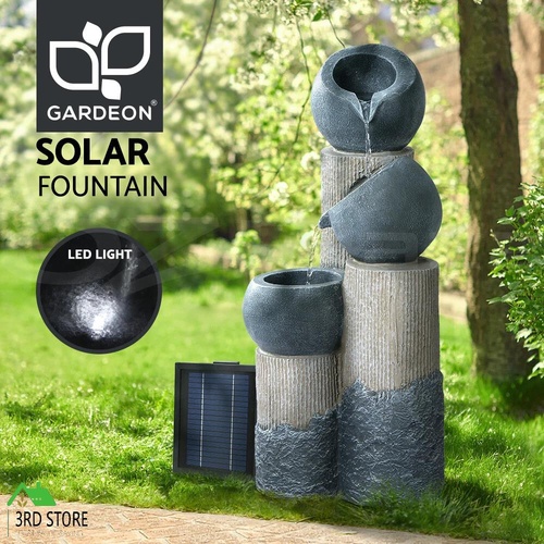 Gardeon Solar Water Fountain Features Outdoor 3 Tiered LED Lights Bird Bath
