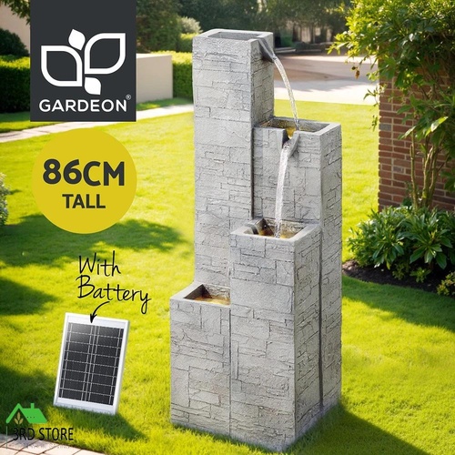 Gardeon Solar Fountain Water Feature Outdoor Indoor 4-Tier Square Cascading Beige