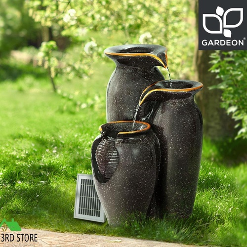 Gardeon Water Fountain Features Solar with LED Lights Outdoor Cascading 3 Tired