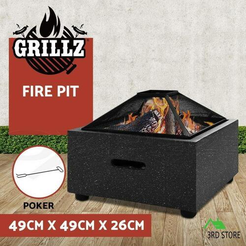 Grillz Outdoor Fire Pit Patio Charcoal Firepit Heater Backyard Garden Fireplace