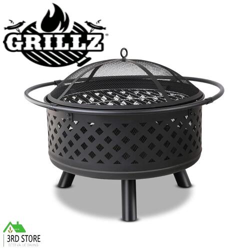 Grillz Fire Pit BBQ Charcoal Smoker Portable Outdoor Kitchen Camping 30"
