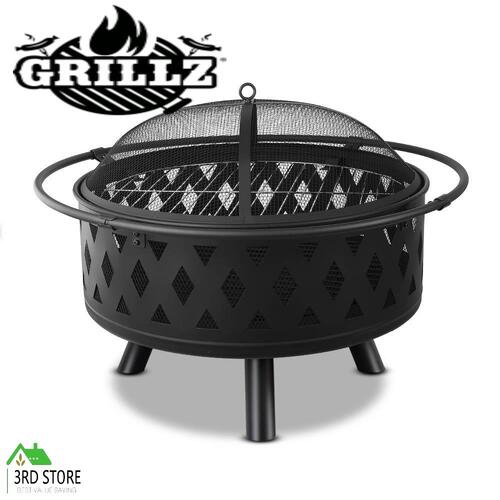 Grillz Fire Pit BBQ Charcoal Grill Smoker Outdoor Kitchen Table Heater Fireplace 32"