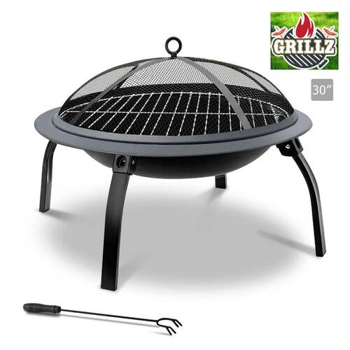 Grillz Fire Pit BBQ Charcoal Grill Smoker Portable Outdoor Camping Garden 30"