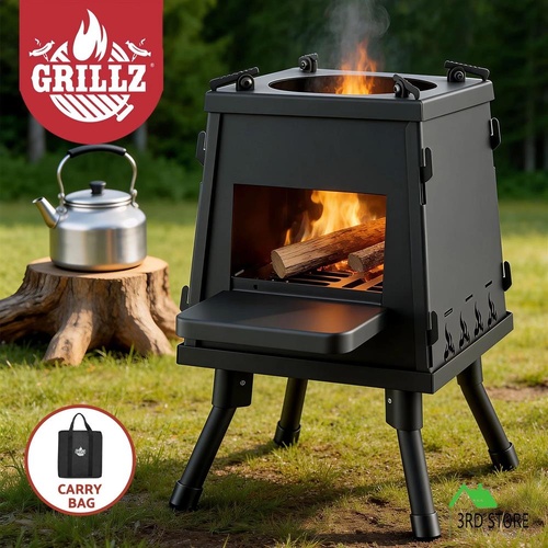 Grillz Fire Pit BBQ Portable Outdoor Fireplace Metal Camping Stove