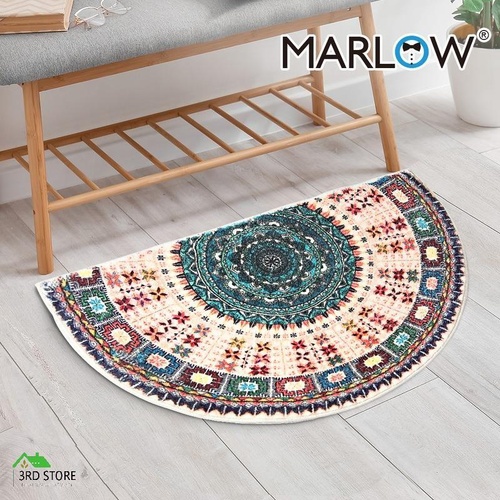 Marlow Door Mat Half Moon Semi-Circle Velvety Non Slip Entrance Floor Rug 60x90