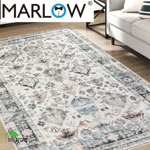 Marlow  Floor Rug Vintage Short Pile Washable Carpet Plush Non Slip 200x230cm