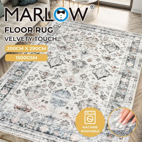 Marlow  Floor Rug Vintage Short Pile Washable Carpet Soft Plush Non Slip 200x290