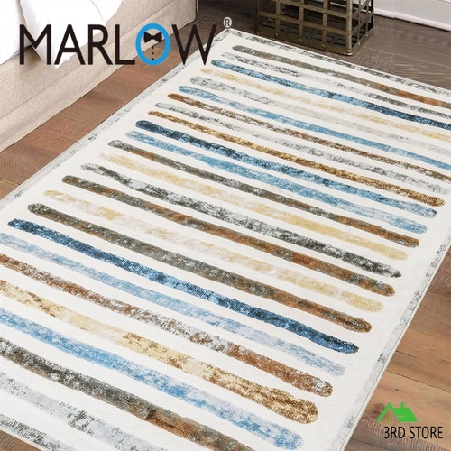 Marlow Floor Rug Short Pile Washable Carpet Soft Plush Non Slip Stripe 200x230