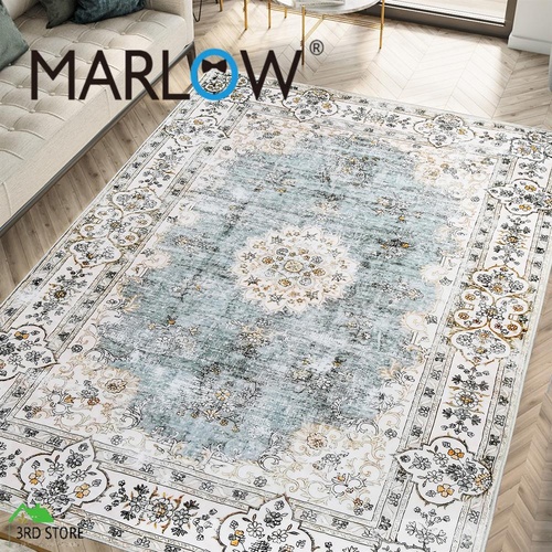 Marlow Floor Rug Vintage 6mm Short Pile Washable Area Rugs Plush TPR Non Slip