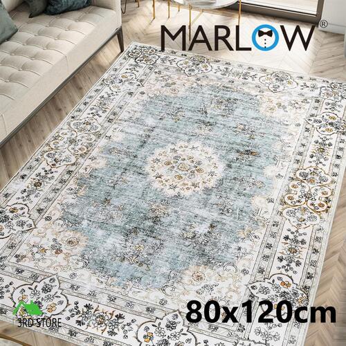 Marlow Floor Rug Short Pile Washable Vintage Carpet Soft Plush Non Slip 80x120