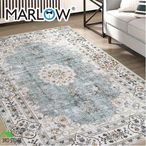 Marlow Floor Rug Vintage 6mm Short Pile Area Rugs Plush TPR 200x290cm