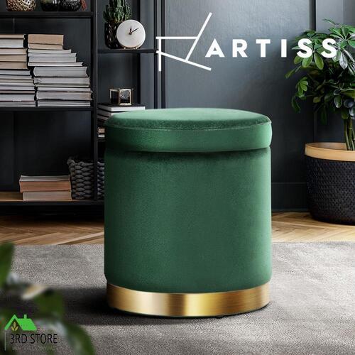 Storage Ottoman Round Velvet Foot Stool Foot Rest Pouffe Padded Seat Home Decor