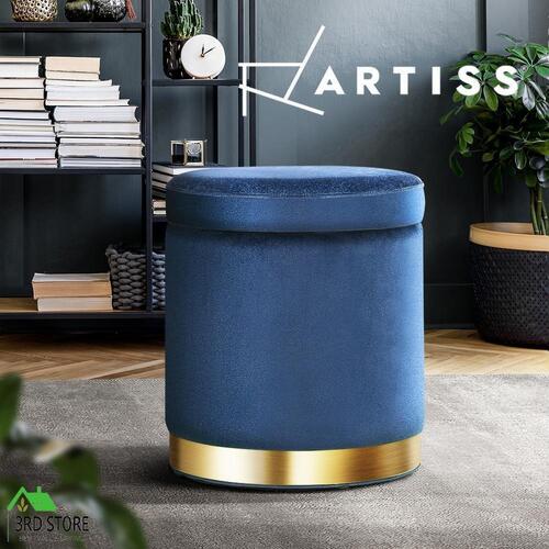 Foot Stool Round Velvet Storage Ottoman Foot Rest Pouffe Padded Seat Footstool