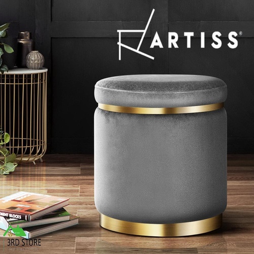 Round Velvet Ottoman Foot Stool Foot Rest Pouffe Padded Seat Bedroom Footstool