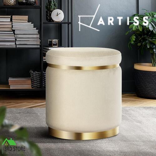 Artiss Round Velvet Foot Stool Ottoman Foot Rest Pouffe Padded Seat Footstool