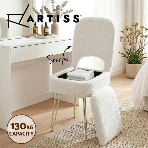 Artiss Storage Ottoman Vanity Stool Foot Stool Folding Back White