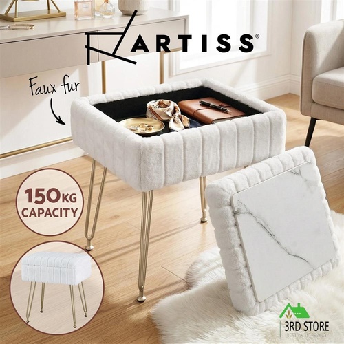 Artiss Storage Ottoman Vanity Rest Foot Stool Toy Box Flip Lid Table 41cm White