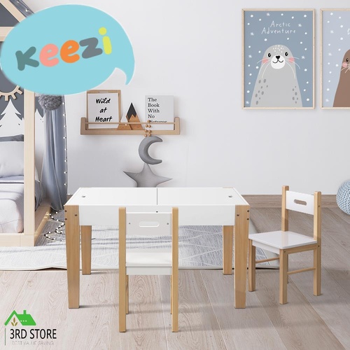 RETURNs Keezi Kids Table and Chairs Set Chalkboard Toys Play Storage Desk Children Game