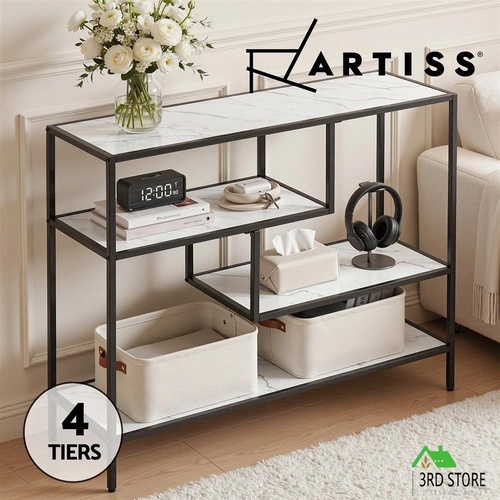 Artiss Console Table Entryway Hallway Marble Effect 4-Tier Storage Shelves White