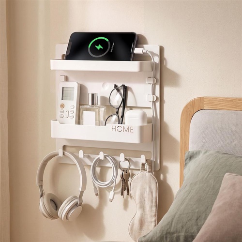 Artiss Bedside Shelf Wall Mount Organizer - Self-Adhesive Floating Nightstand Caddy for Storage, No-Drill Stick-On Aesthetic Room Decor for Girls & Do