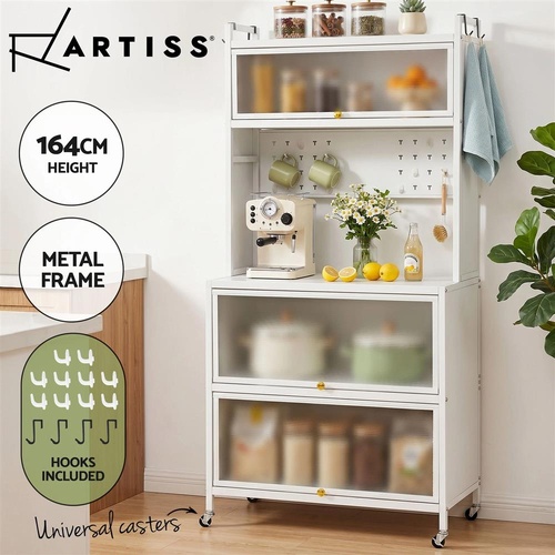 Artiss Kitchen Cabinet Storage Shelves Pegboard Cupboard Sideboard 80CMX164CM