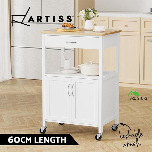Artiss Kitchen Island Trolley Rolling Serving Cart Storage Drawer Cupboard 60cm
