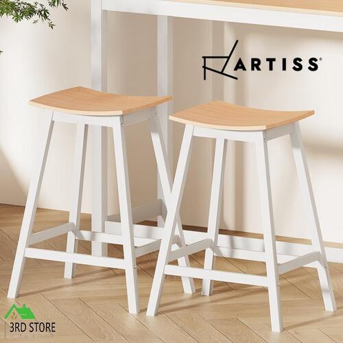 Artiss 2 x Wooden Bar Stools Bar Stool Dining Chairs Kitchen Barstools Oak