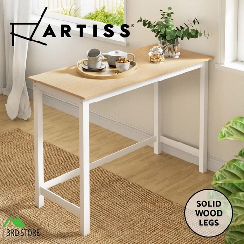 Artiss Bar Table Ari Dining Desk High Solid Wood Kitchen Shelf Wooden White Cafe