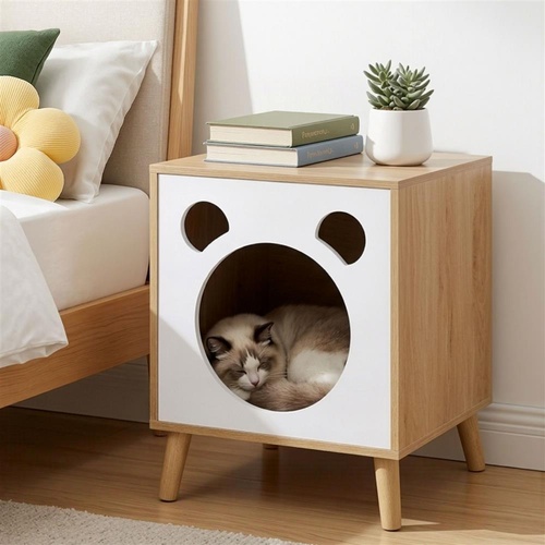 Artiss Cat Nest Bedside Table Solid Wood